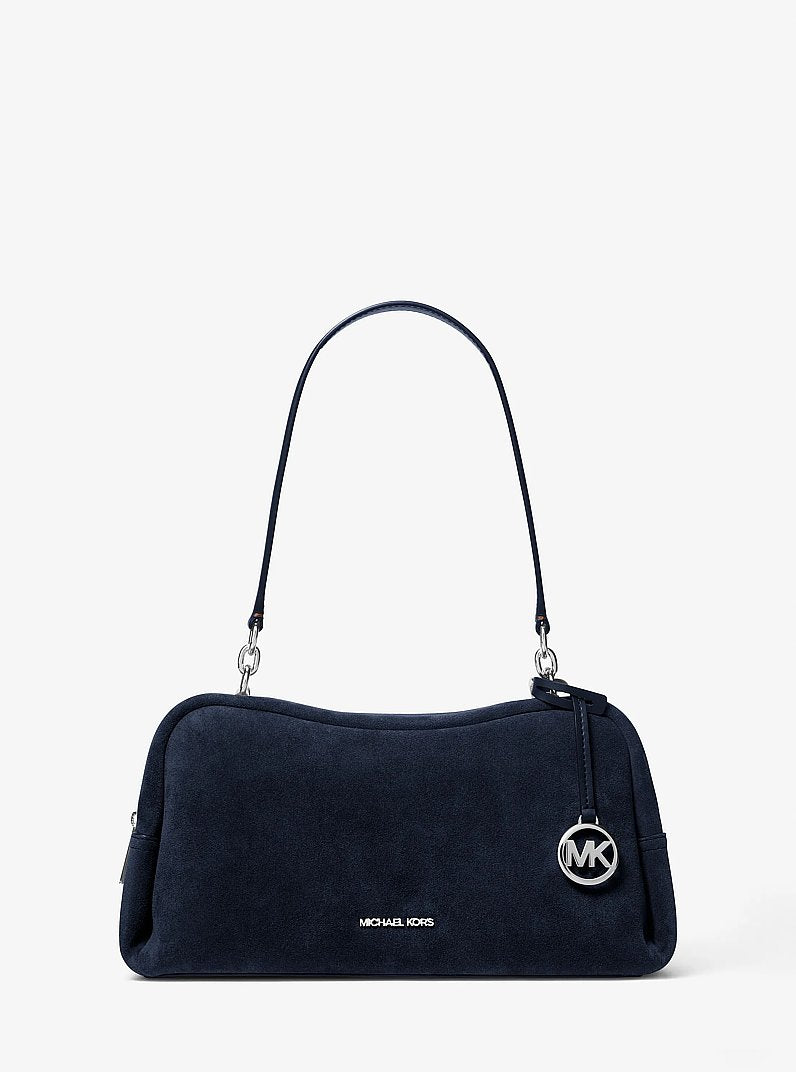 Michael Kors Cecily Medium Suede Shoulder Bag Navy