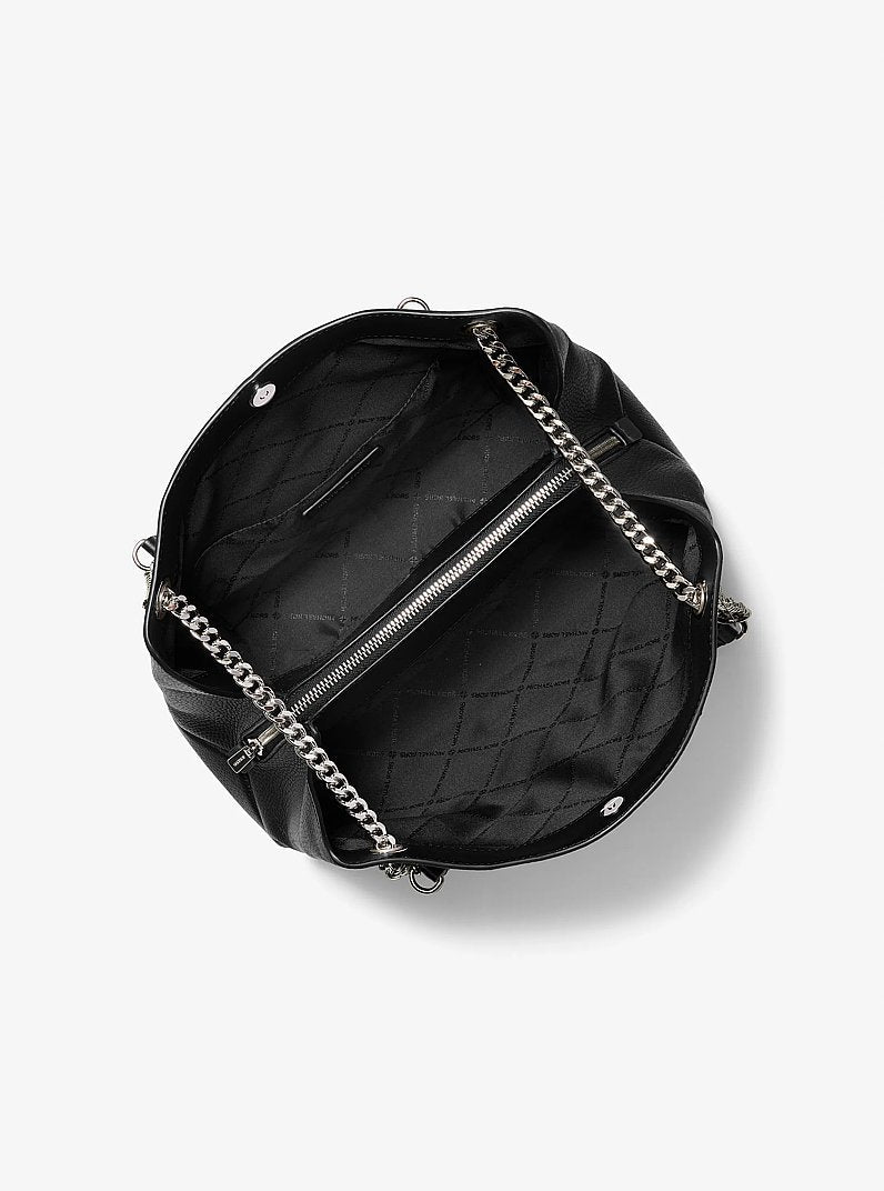 Michael Kors Christina Medium Pebbled Leather Messenger Bag Black