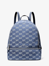 Michael Kors Rhea Medium Logo Jacquard Denim Backpack Denim