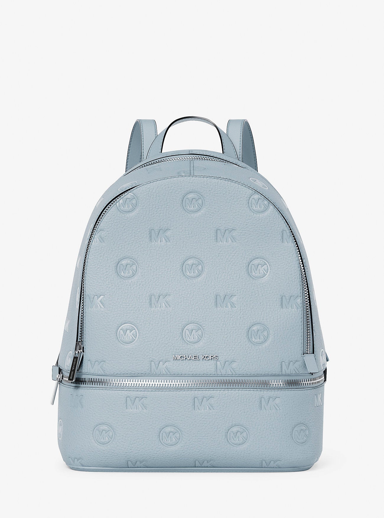 Michael Kors Rhea Medium Logo Debossed Backpack Pale Ocean