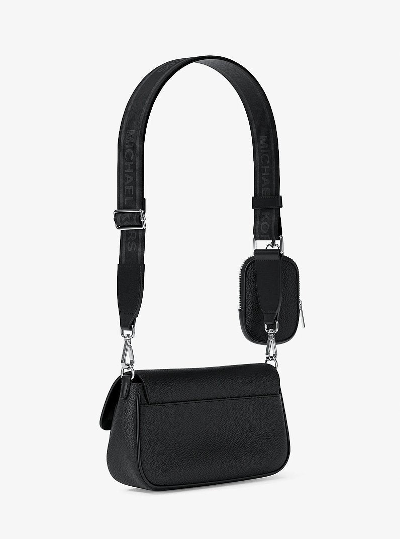 Michael Kors Jet Set Travel Small Pebbled Leather Crossbody Bag With Pouch Black