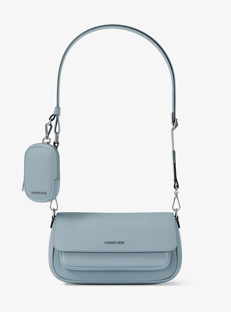 Michael Kors Jet Set Travel Small Pebbled Leather Crossbody Bag With Pouch Pale Ocean