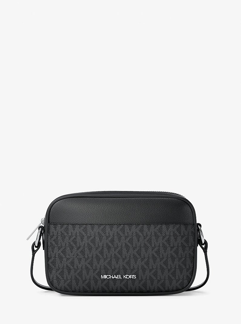 Michael Kors Jet Set Travel Small Signature Logo Camera Crossbody Bag Black