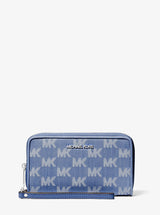 Michael Kors Jet Set Travel Large Logo Jacquard Denim Smartphone Wristlet Denim