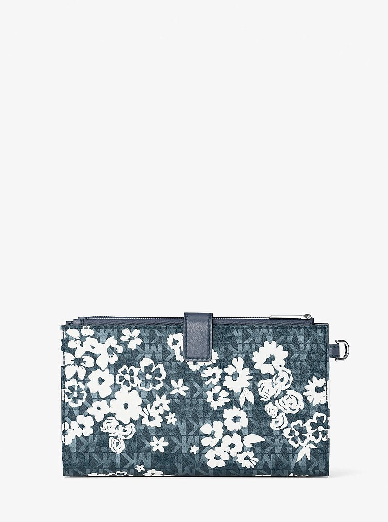 Michael Kors Jet Set Travel Large Printed Signature Logo Wristlet Wallet Admiral