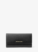 Michael Kors Jet Set Travel Crossgrain Leather Tri-Fold Wallet Black