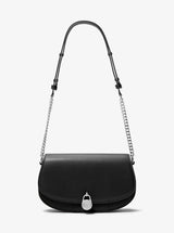 Michael Kors Mila Medium Leather Messenger Bag Black