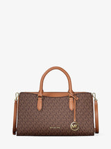 Michael Kors Arden Medium Signature Logo Top-Zip Satchel Brown