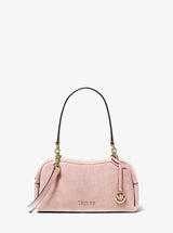 Michael Kors Cecily Small Suede Shoulder Bag Powder Blush