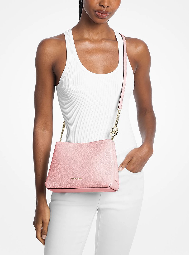 Michael Kors Christina Small Pebbled Leather Crossbody Bag Powder Blush