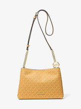 Michael Kors Christina Small Signature Logo Crossbody Bag Honeywheat