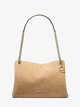 Michael Kors Christina Medium Suede Messenger Bag Camel