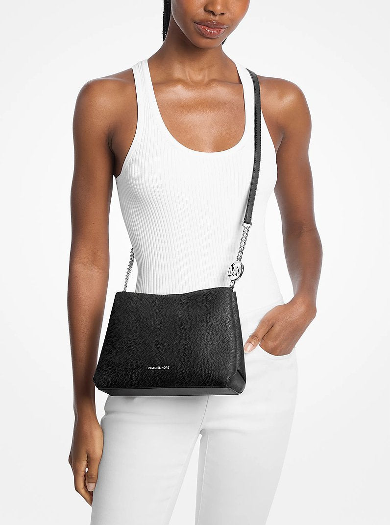 Michael Kors Christina Small Pebbled Leather Crossbody Bag Black