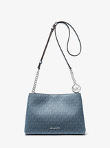 Michael Kors Christina Small Signature Logo Crossbody Bag Denim