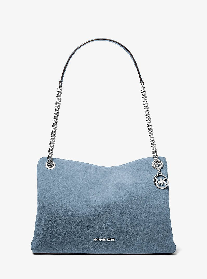 Michael Kors Christina Medium Suede Messenger Bag Denim