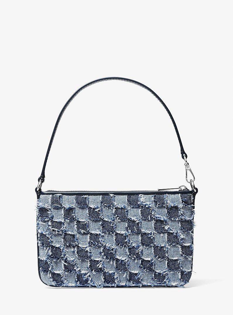 Michael Kors Jet Set Travel Small Patchwork Denim Convertible Wristlet Washed Denim
