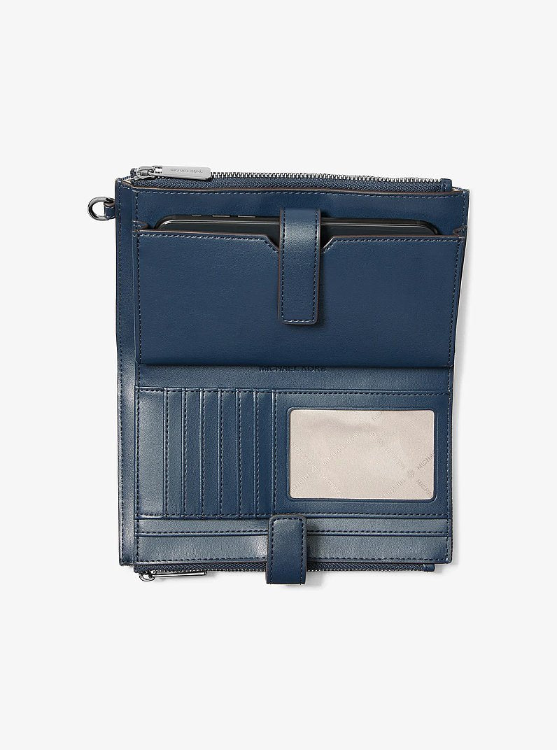 Michael Kors Jet Set Travel Embellished Denim Wristlet Washed Denim