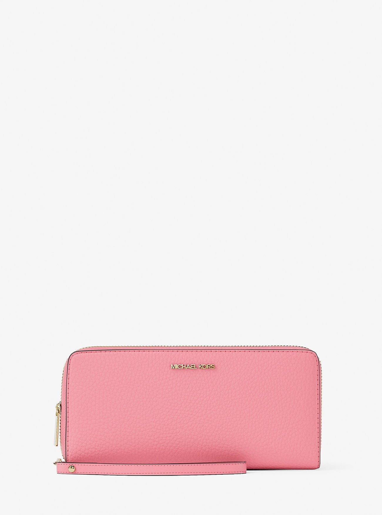 Michael Kors Jet Set Travel Large Pebbled Leather Wristlet Carnation