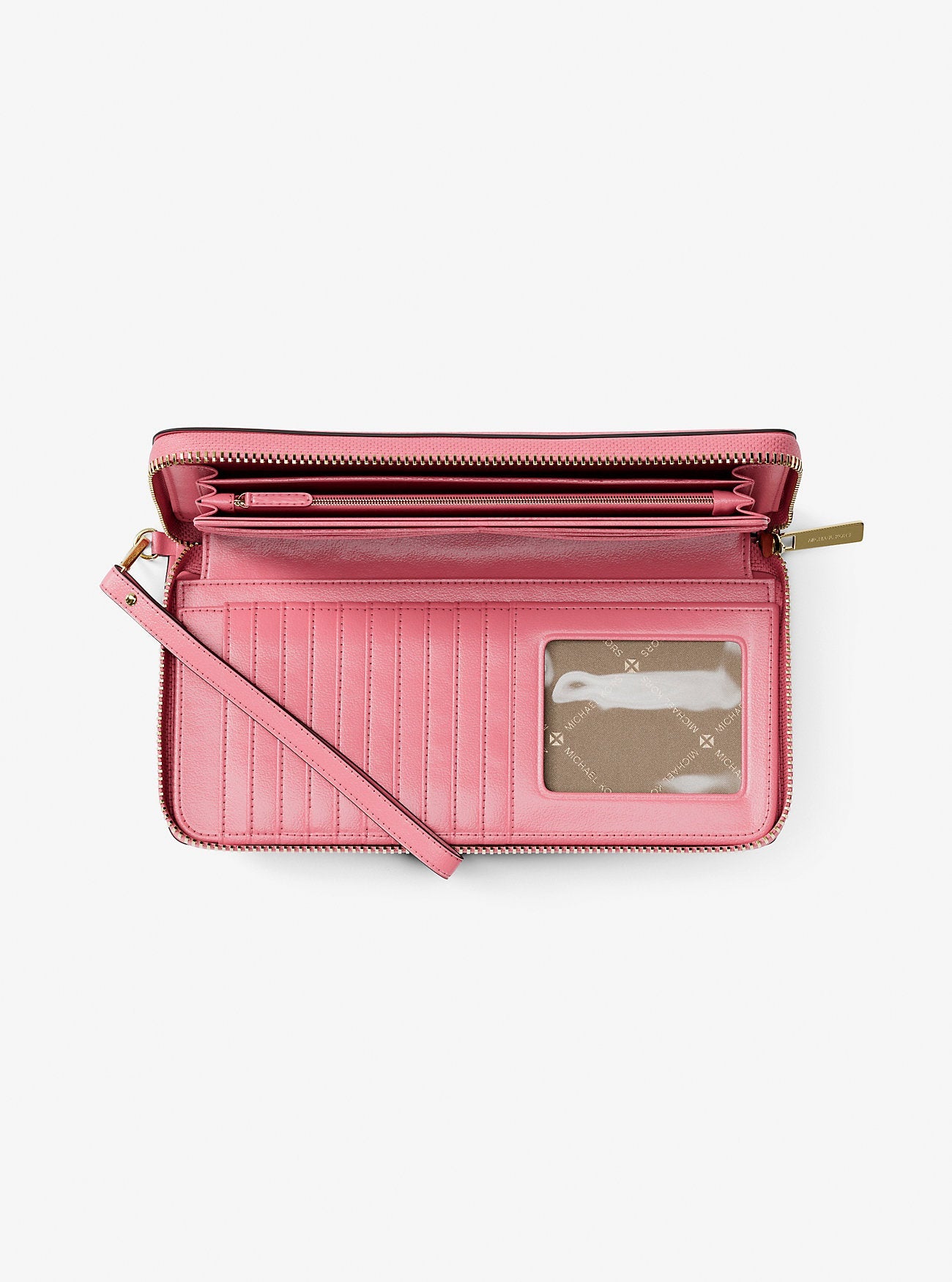 Michael Kors Jet Set Travel Large Pebbled Leather Wristlet Carnation