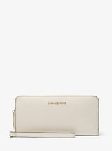 Michael Kors Jet Set Travel Large Pebbled Leather Wristlet Lt Cream