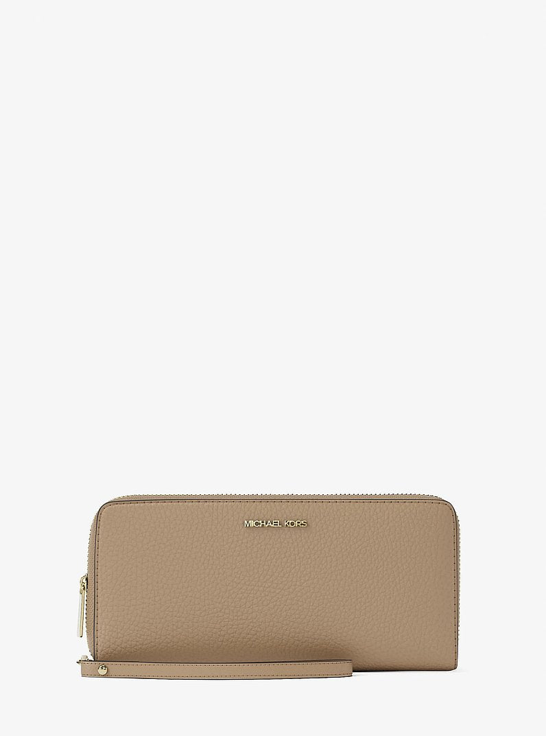 Michael Kors Jet Set Travel Large Pebbled Leather Wristlet Camel
