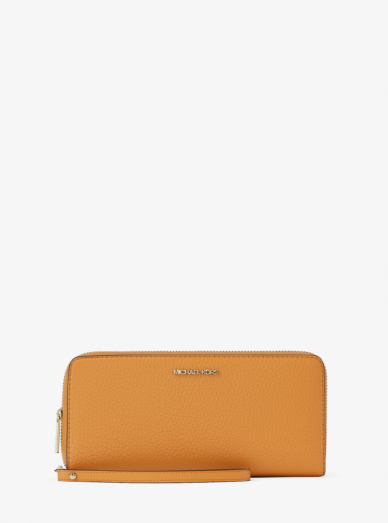 Michael Kors Jet Set Travel Large Pebbled Leather Wristlet Radiant Orange