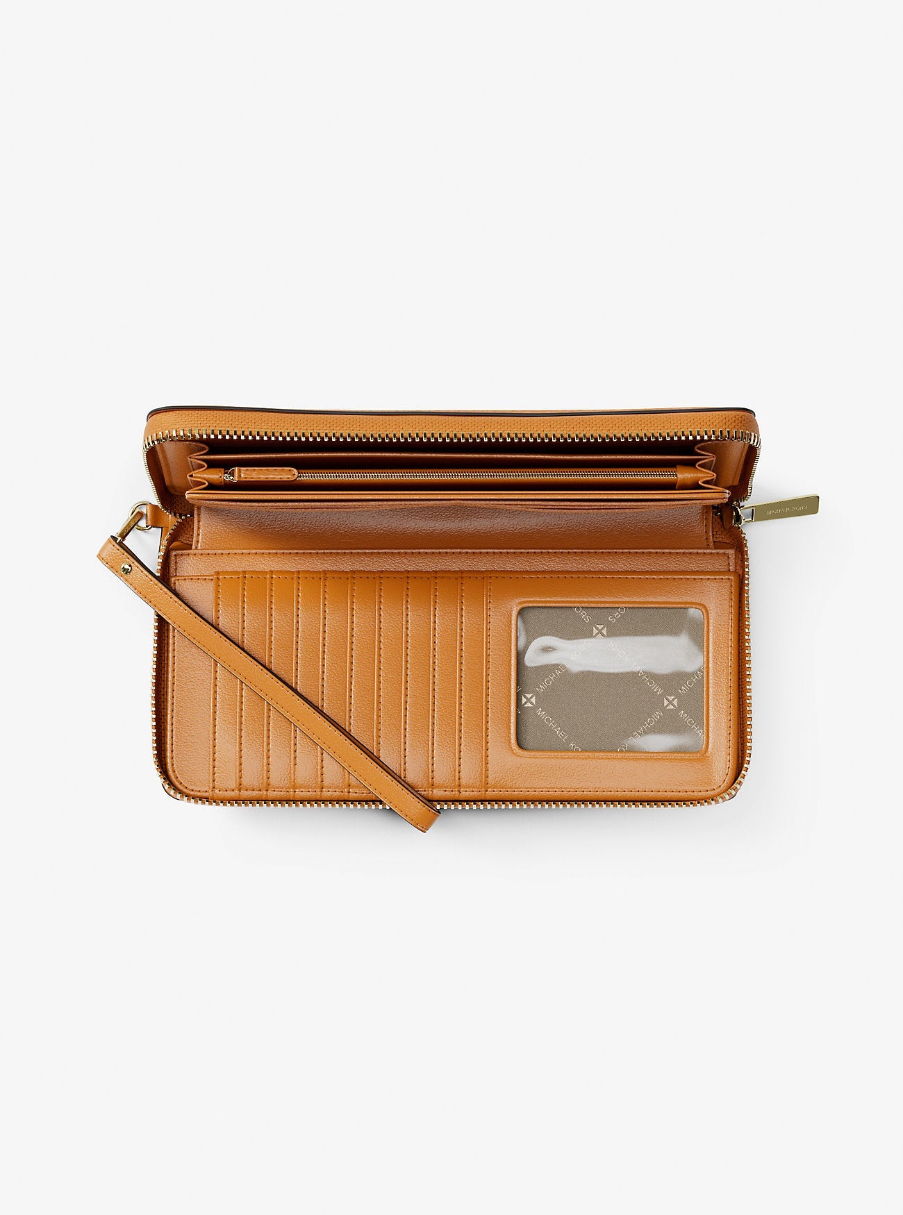 Michael Kors Jet Set Travel Large Pebbled Leather Wristlet Radiant Orange