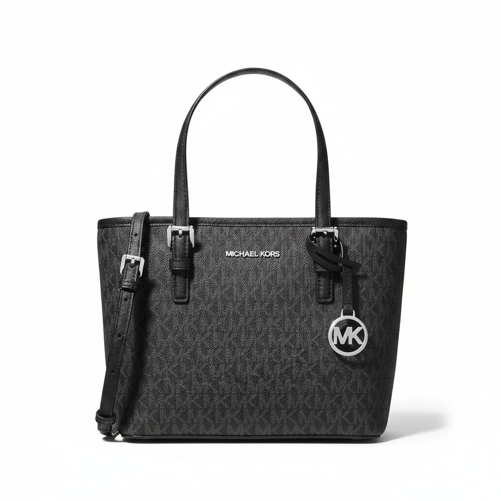 Michael Kors Jet Set Travel Extra-Small Logo Top-Zip Tote Bag Black