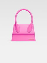 Jacquemus The Large Chiquito Smooth Leather Structured Bag Neon Pink