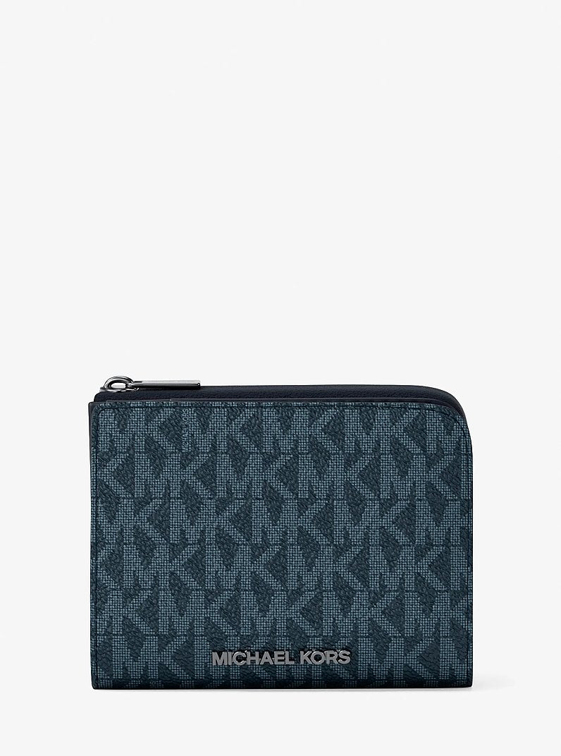 Michael Kors Cooper Signature Logo Folio Wallet Admrl-Plblue