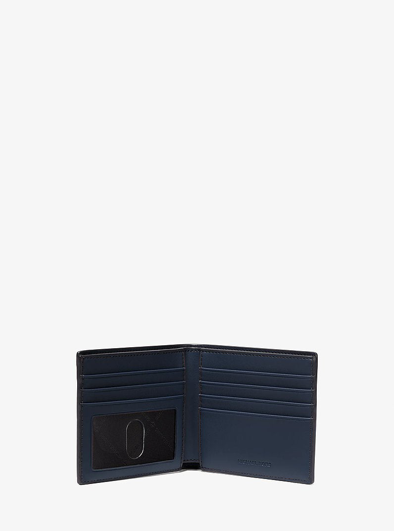 Michael Kors Cooper Pebbled Leather Billfold Wallet Navy