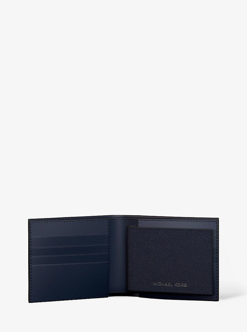 Michael Kors Cooper Saffiano Leather Billfold Wallet With Passcase Navy