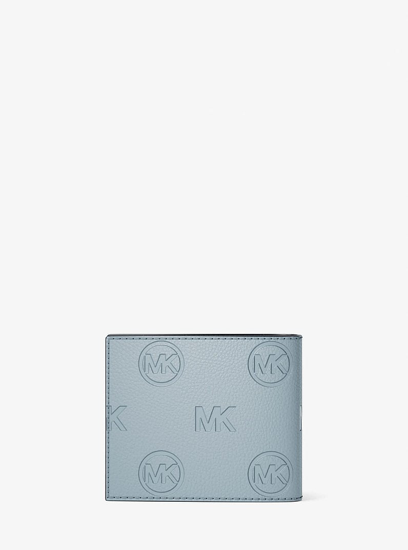 Michael Kors Cooper Logo Debossed Billfold Wallet With Passcase Pale Ocean