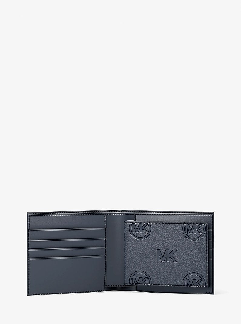Michael Kors Cooper Logo Debossed Billfold Wallet With Passcase Navy