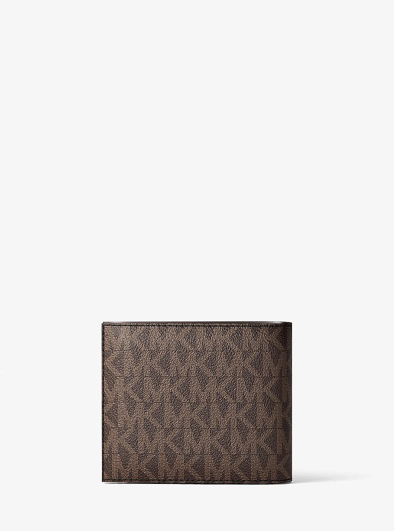 Michael Kors Cooper Logo Billfold Wallet With Coin Pouch Brown-Blk