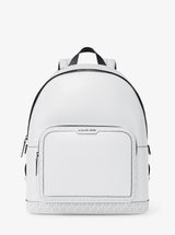 Michael Kors Cooper Medium Pebbled Leather and Signature Logo Commuter Backpack Bright Wht