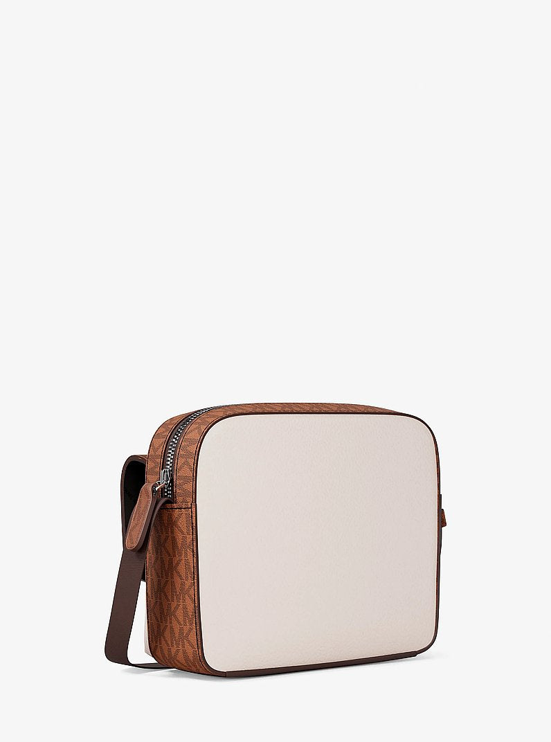 Michael Kors Cooper Medium Pebbled Leather and Signature Logo Camera Crossbody Bag Lt Crm-Lugg