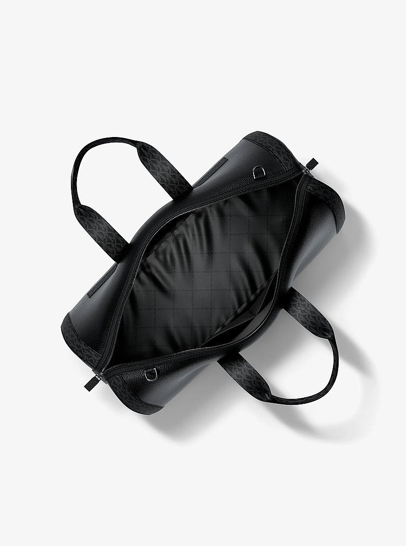 Michael Kors Cooper Pebbled Leather and Signature Logo Duffel Bag Black