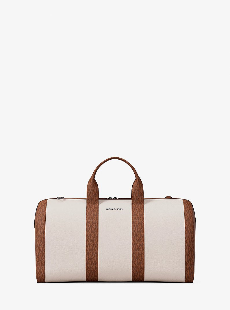 Michael Kors Cooper Pebbled Leather and Signature Logo Duffel Bag Lt Crm-Lugg