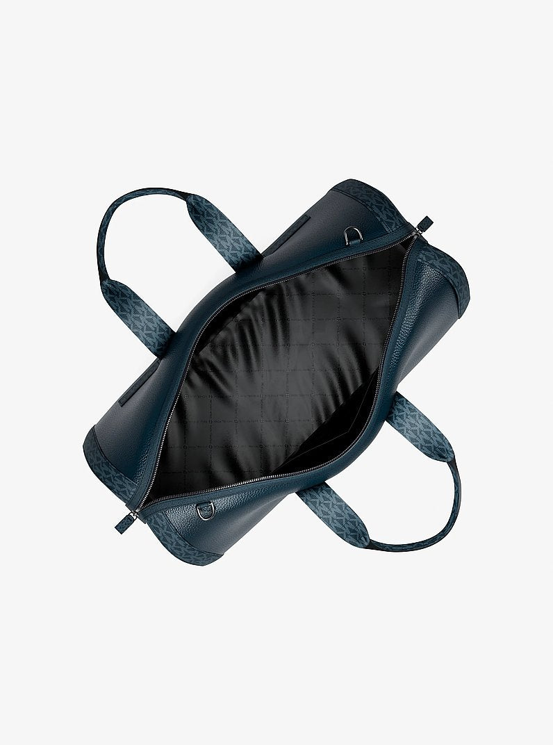 Michael Kors Cooper Pebbled Leather and Signature Logo Duffel Bag Navy