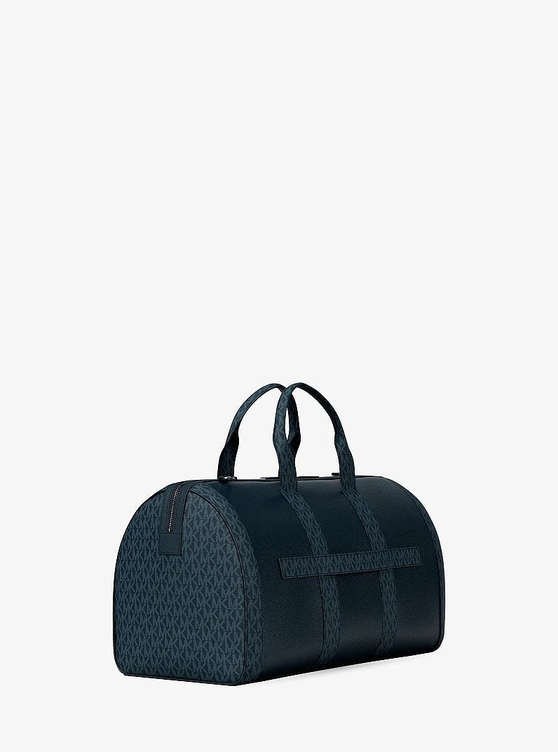 Michael Kors Cooper Pebbled Leather and Signature Logo Duffel Bag Navy