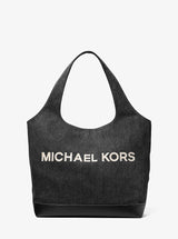Michael Kors Cooper Medium Denim Tote Bag Black Wash