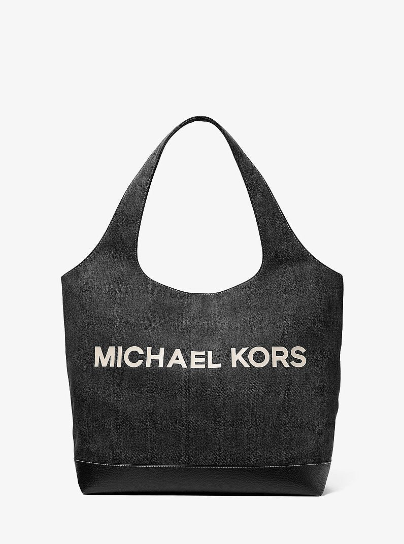 Michael Kors Cooper Medium Denim Tote Bag Black Wash