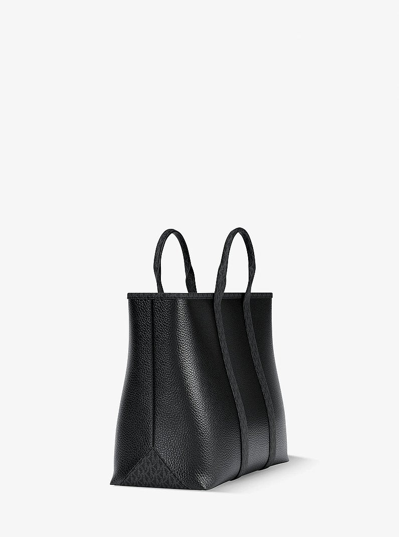 Michael Kors Cooper Medium Pebbled Leather and Signature Logo Tote Bag Black