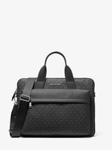 Michael Kors Pacey Medium Signature Logo Pocket Briefcase Black