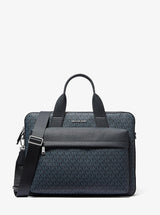 Michael Kors Pacey Medium Signature Logo Pocket Briefcase Admrl-Plblue