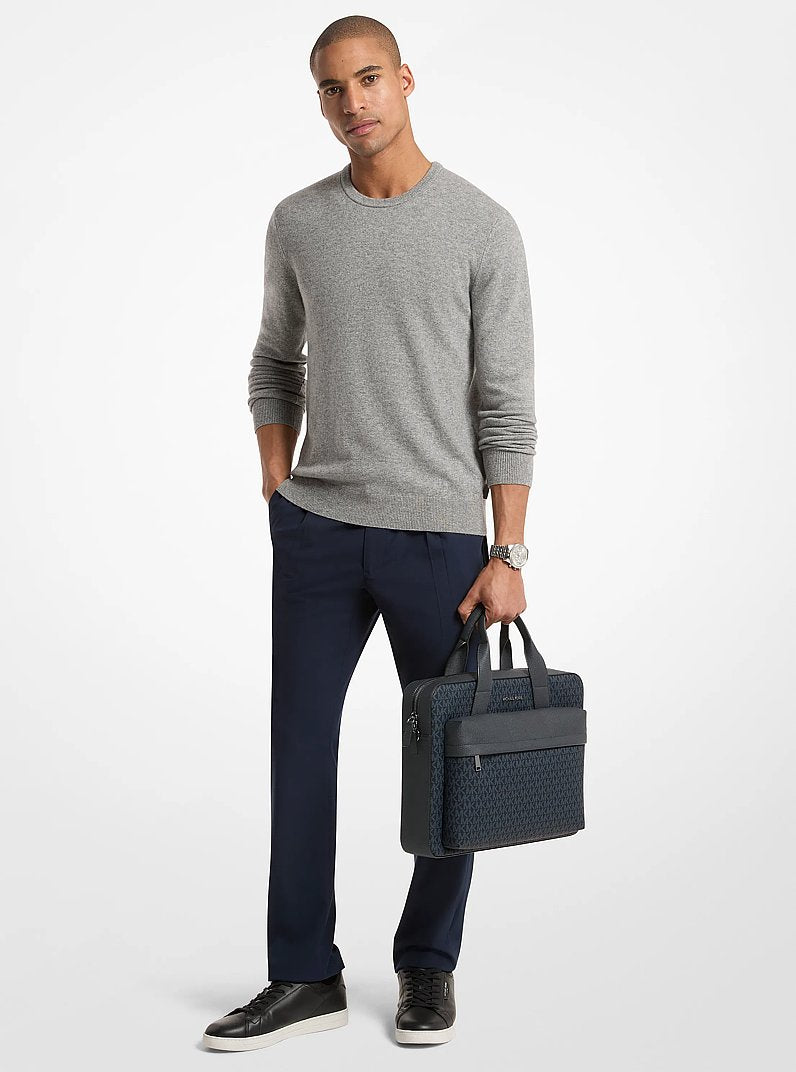 Michael Kors Pacey Medium Signature Logo Pocket Briefcase Admrl-Plblue
