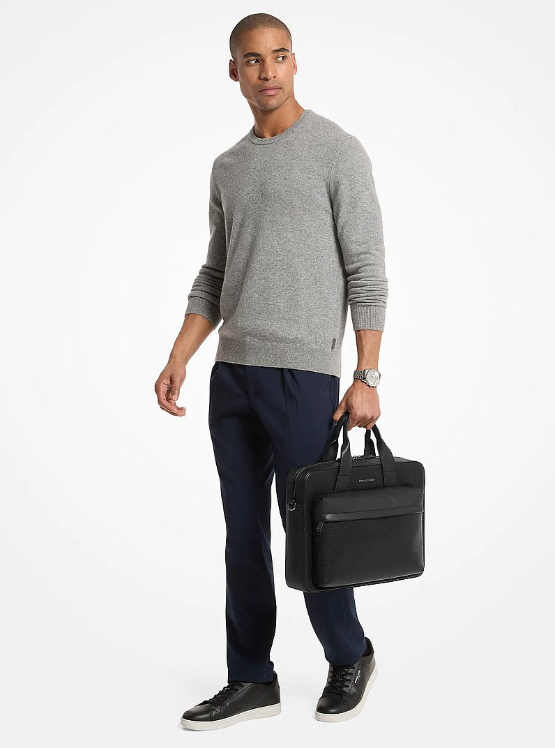 Michael Kors Pacey Medium Pebbled Leather Pocket Briefcase Black