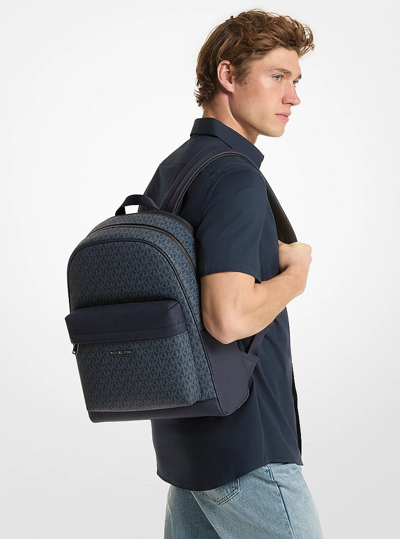 Michael Kors Pacey Medium Signature Logo Backpack Admrl-Plblue
