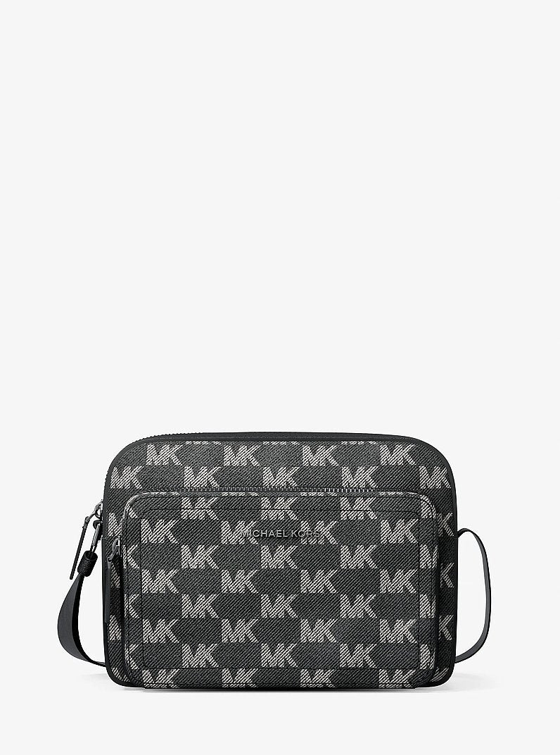 Michael Kors Cooper Logo Jacquard Denim Flight Bag Black Wash